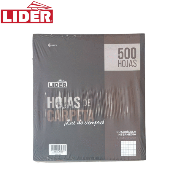 Hojas de Carpeta 3 Perforaciones 1/2 Oficio C/I 500 Hjas. LIDER