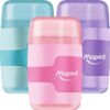 Borrador y Tajador con Depósito, de 2 Orificios Maped Connect – Colores Pastel
