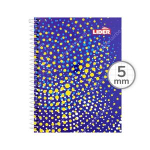 Cuaderno Tamaño Medio Oficio, Espiral de Metal, Tapa Dura, LIDER, Oficina, con 100 Hojas Cuadriculadas 5 mm