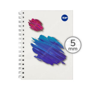 Cuaderno Tamaño Medio Oficio, Doble Espiral de Metal, Tapa Dura, TOP, Diseño, con 100 Hojas Cuadriculadas 5 mm