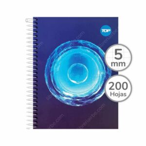 Cuaderno Tamaño Medio Oficio, Espiral de Metal, Tapa Dura, TOP, con 200 Hojas Cuadriculadas 5 mm