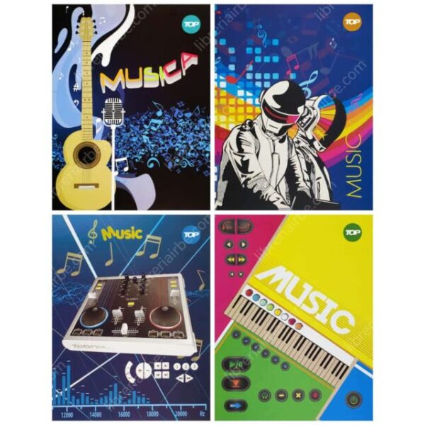 Cuaderno de Música Pentagramado Tamaño Carta, Engrapado, Tapa Blanda, TOP, con 8 Hojas – Vertical